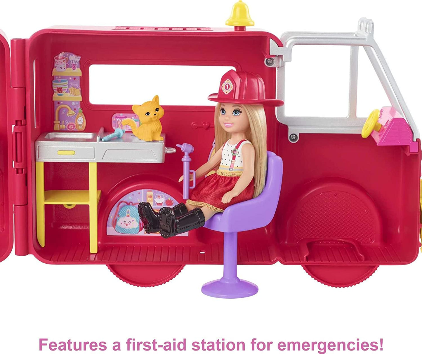 Barbie Chelsea Feuerwehrauto mit Chelsea Puppe