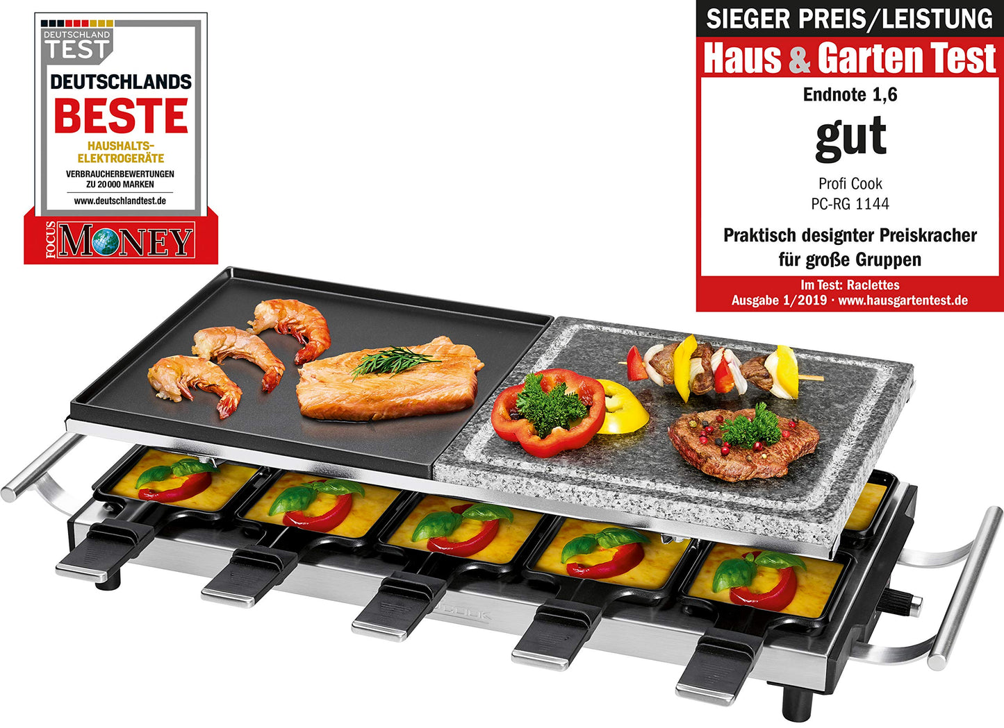 Raclette-Grill PC-RG 1144, Schwarz-edelstahl
