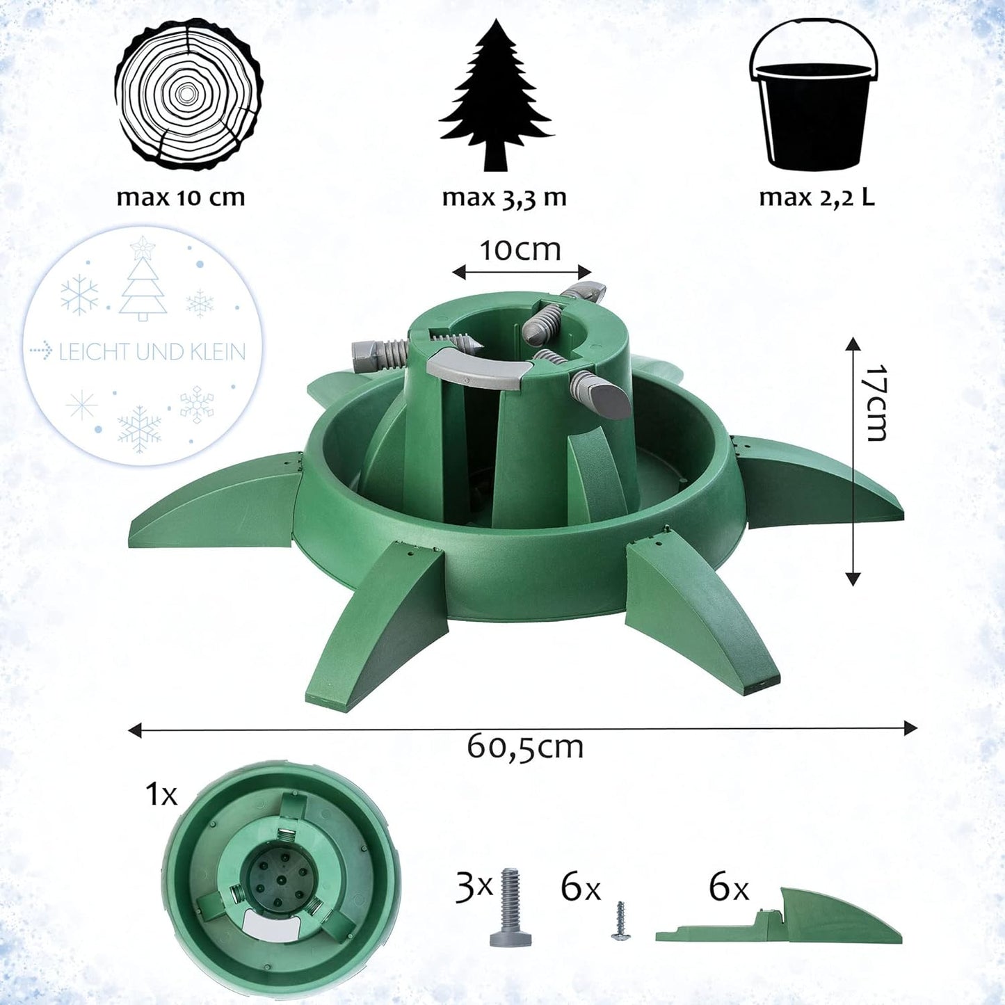Weihnachtsbaumständer, Baumhöhe bis 3,3m