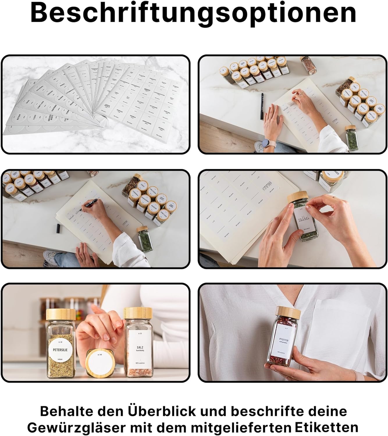 Gewürzgläser-Set mit Schraubkappe, 24er Set - Weiss