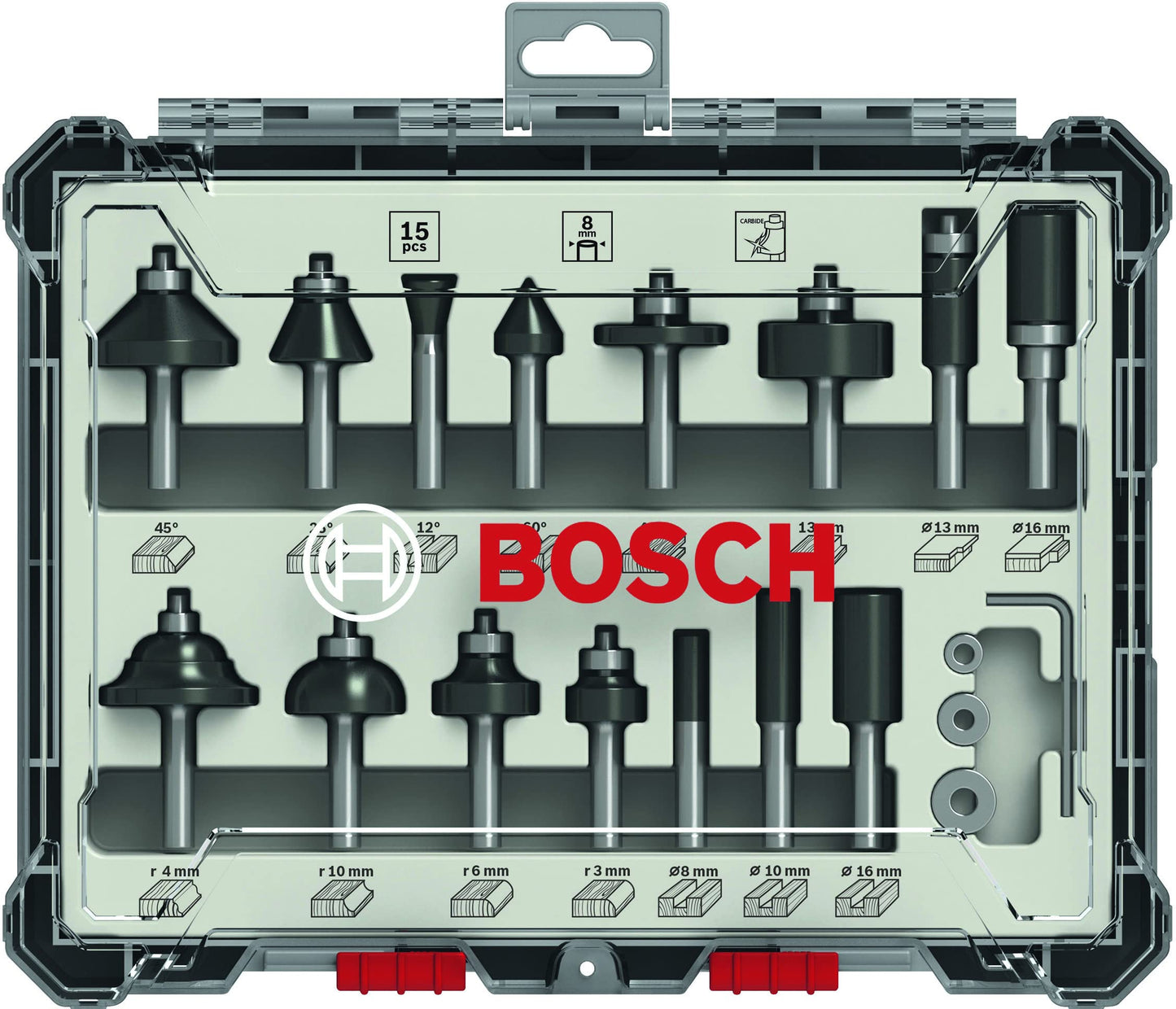 Fräser-Set, 15-teilig, 15 tlg. | Mixed Fräser Set 8 mm Schaft 15-tlg. Fräser-Set gemischt