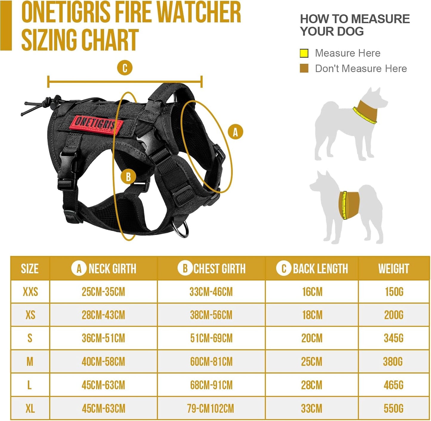Hundegeschirr FIRE Watcher, M, Schwarz