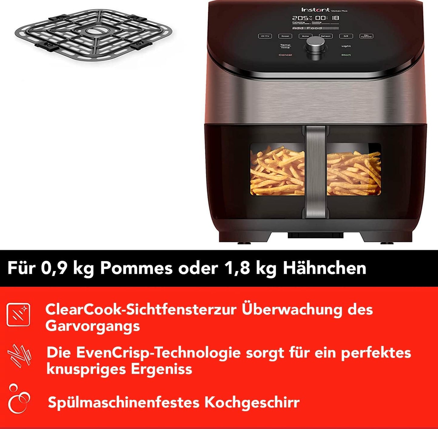 Vortex ClearCook, Large Digital (Edelstahl 5.7L) + Sichtfenster