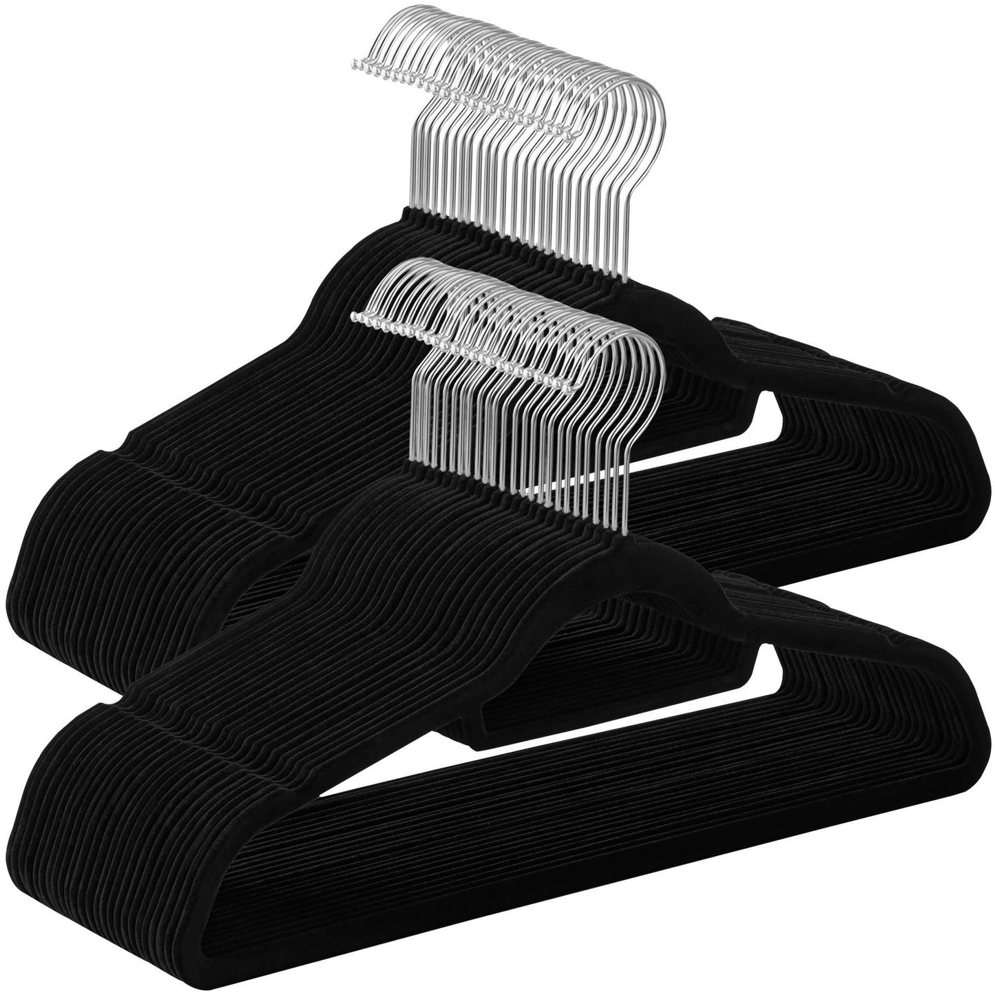 Kleiderbügel, 50 Stück, Silber + Schwarz