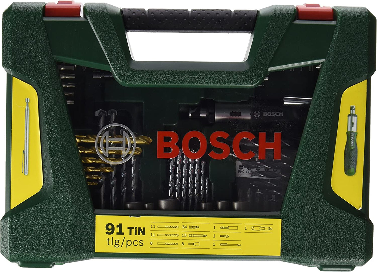 V-Line TIN Bohrer- / Bit-Set, 91-teilig, Bohrer- & Bit-Satz