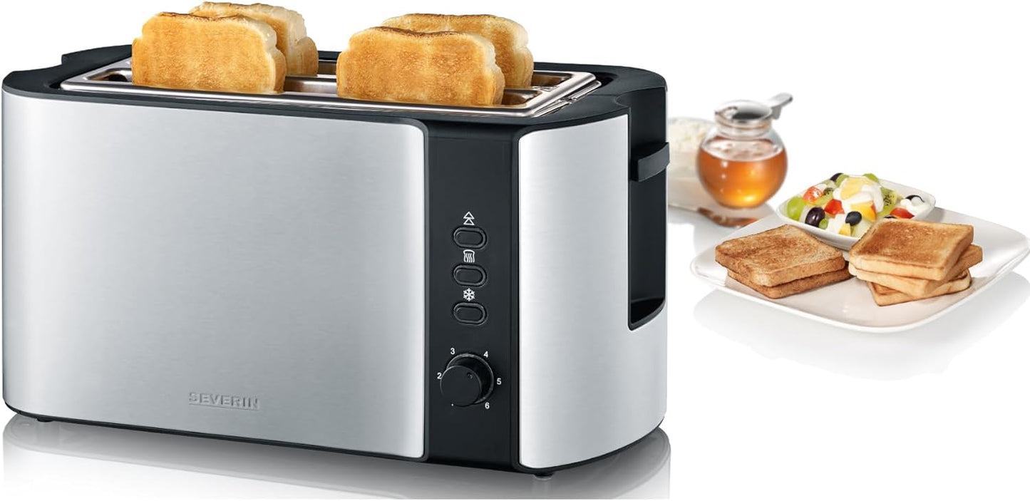 4-Scheiben-Langschlitztoaster, Silber/Schwarz