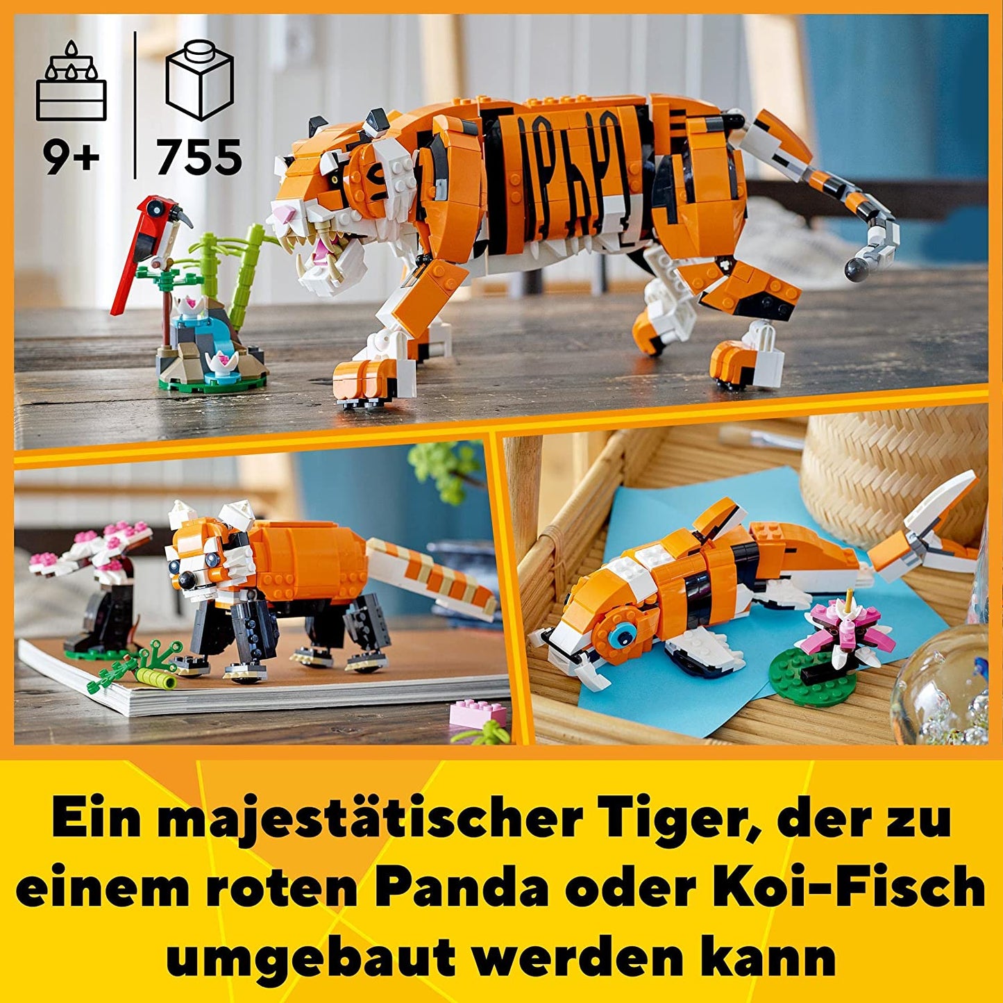 31129 Creator 3-in-1 Majestätischer Tiger, Konstruktionsspielzeug
