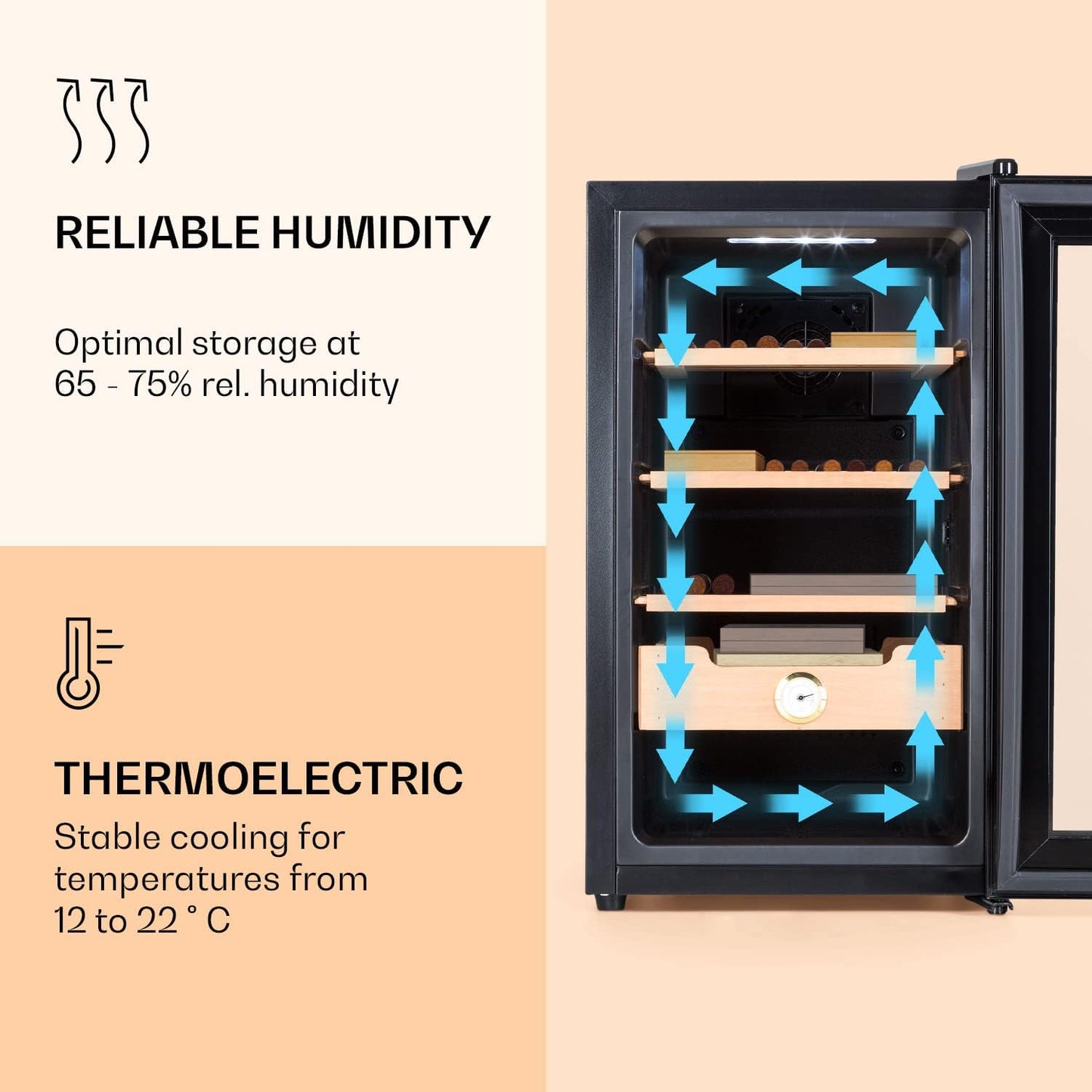 Zigarren Humidor, 23 L Neo Schwarz