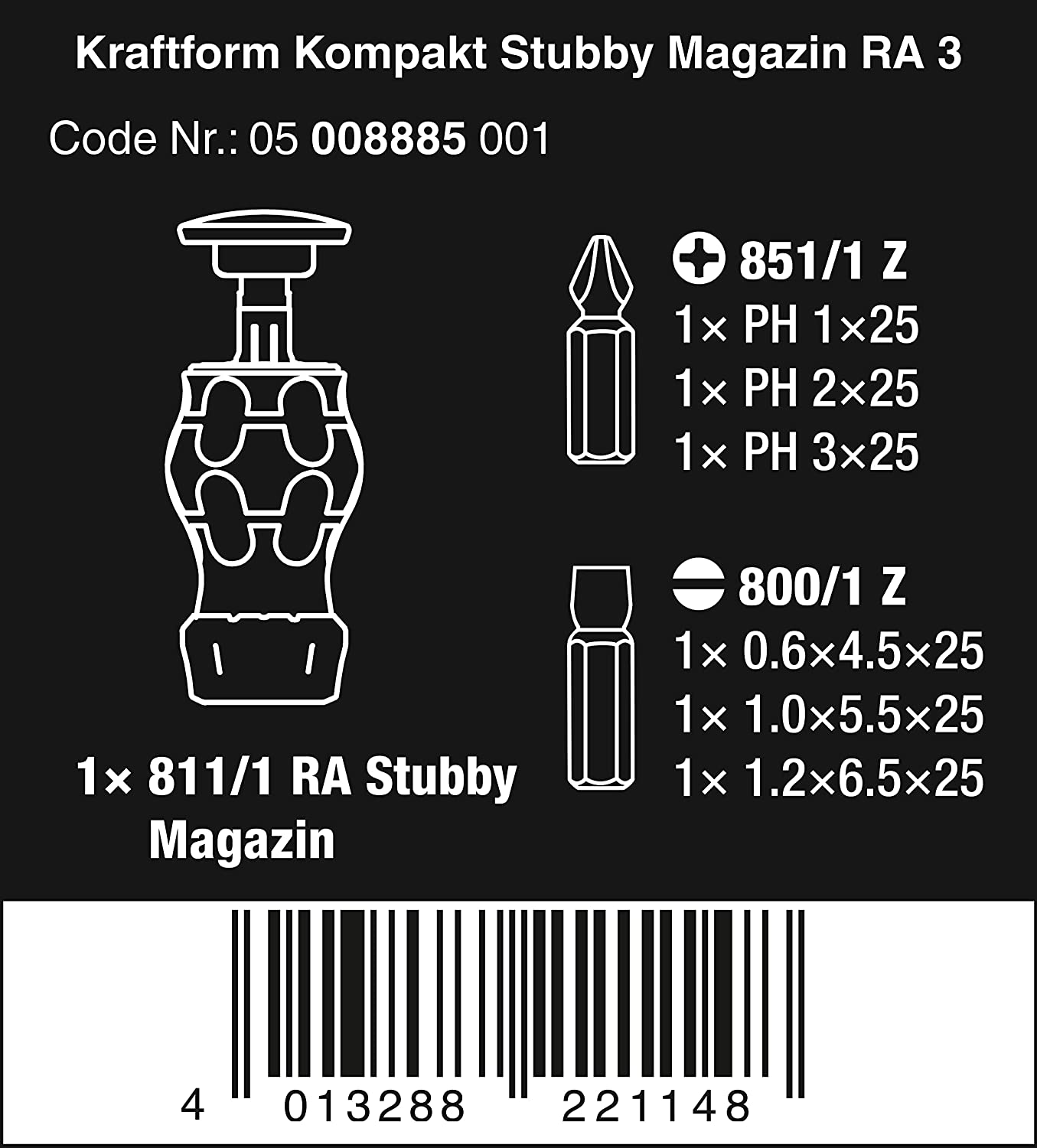 Kraftform Kompakt Stubby Magazin RA 3, Bit-Satz