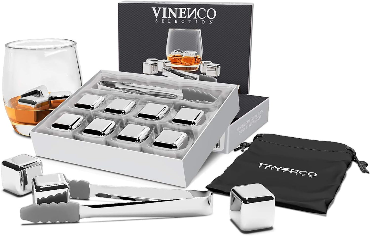 Whisky Steine Set, 8er Set Edelstahl, Edelstahl