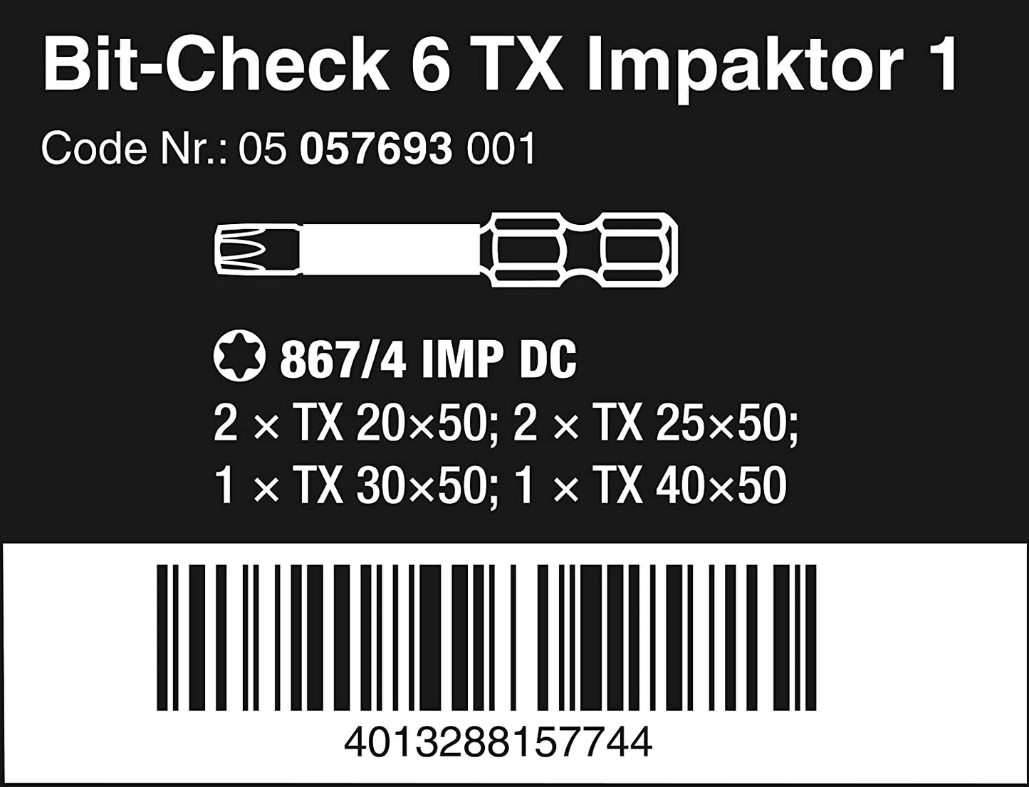 Bit-Check 6 TX Impaktor 1, 1/4", 6-teilig, Bit-Satz