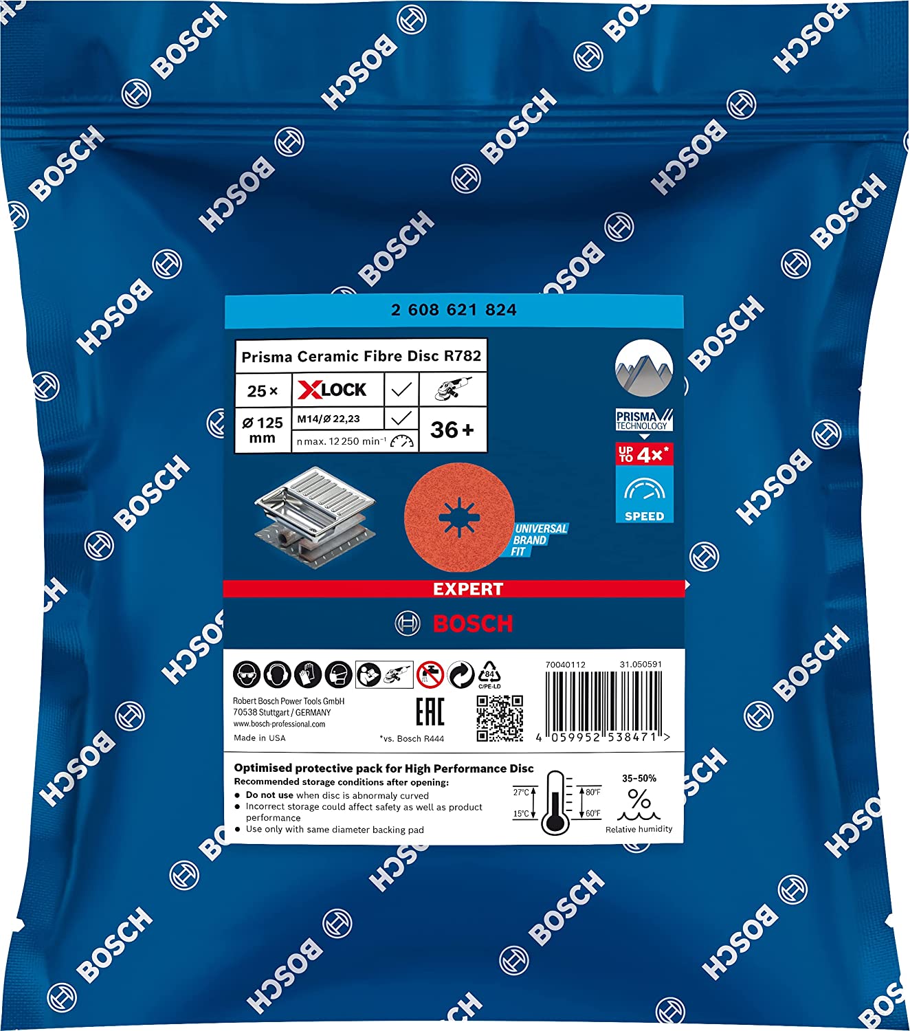 X-LOCK Expert R782 Prisma Ceramic Fiberschleifscheibe, Ø 125mm, K36