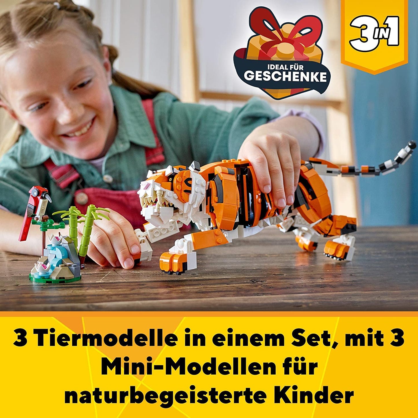31129 Creator 3-in-1 Majestätischer Tiger, Konstruktionsspielzeug