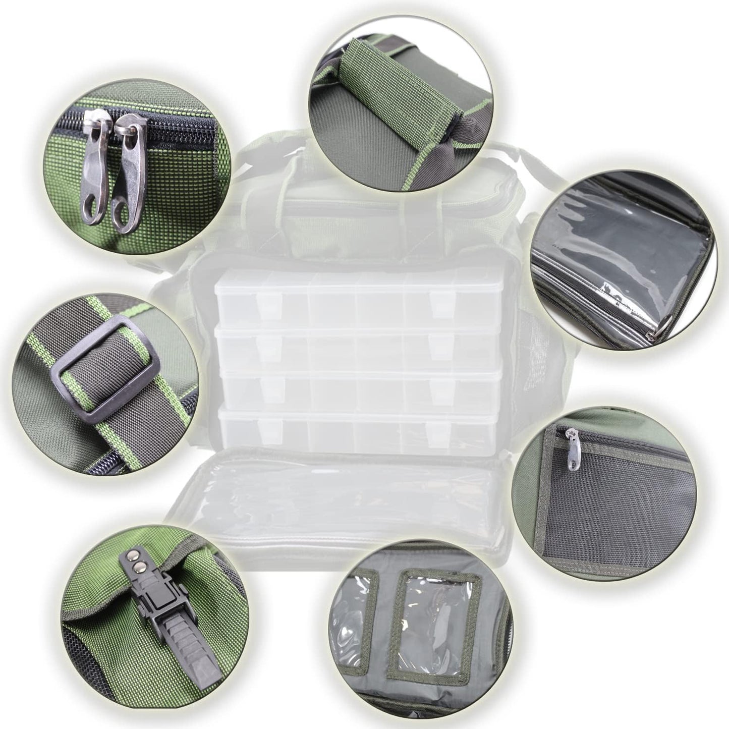Angelboxentasche inkl. 4 Tackle-Boxen