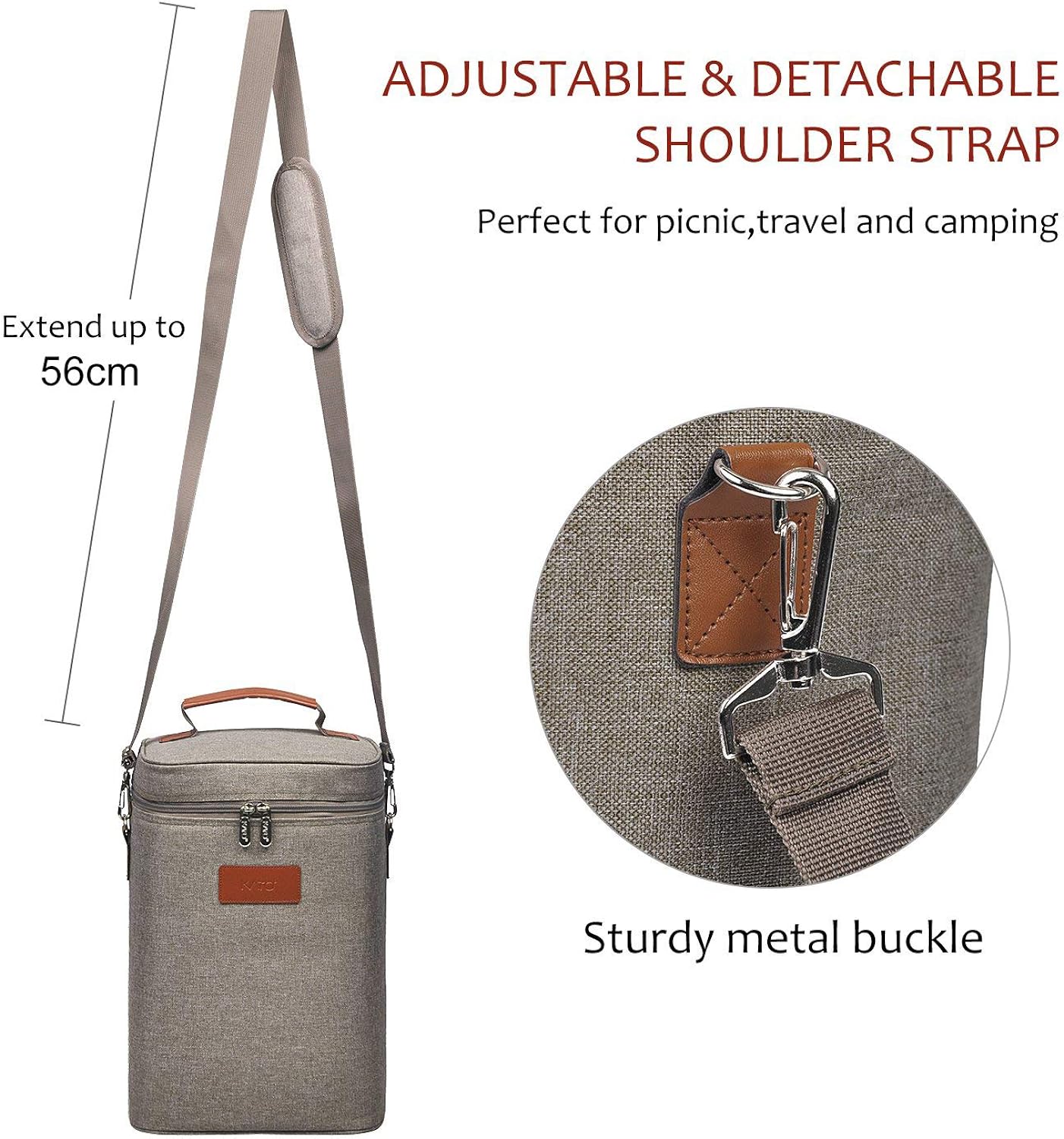 Weinkühltasche, Kühltasche 2 Flaschen - Grau