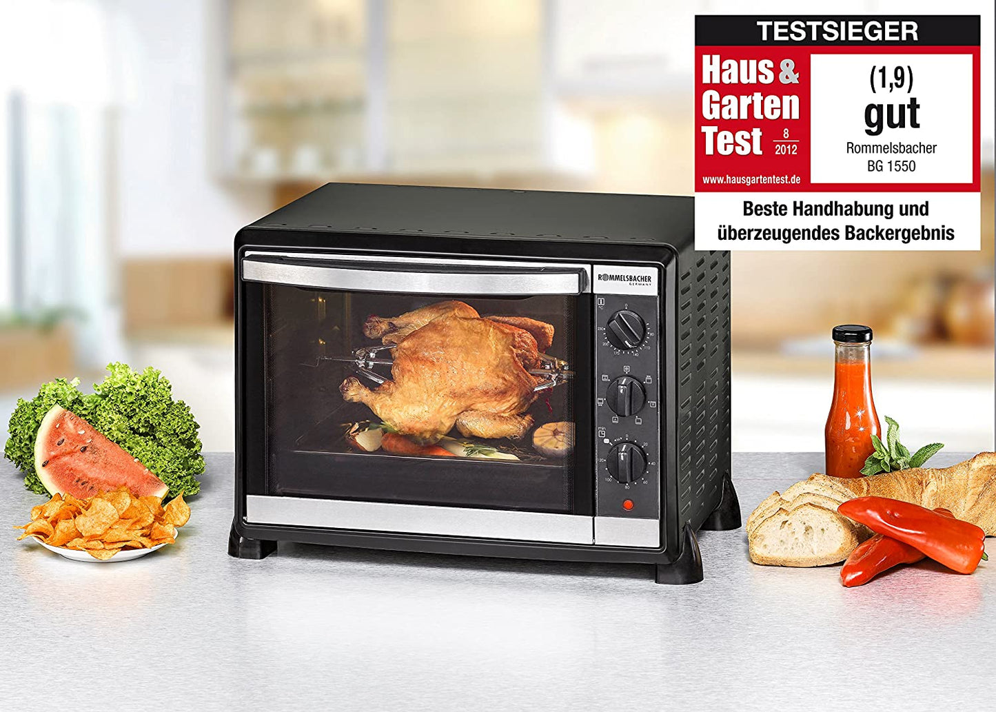 Back & Grill Ofen mit Umluft BG 1550, Mini-Backofen, 30 Liter
