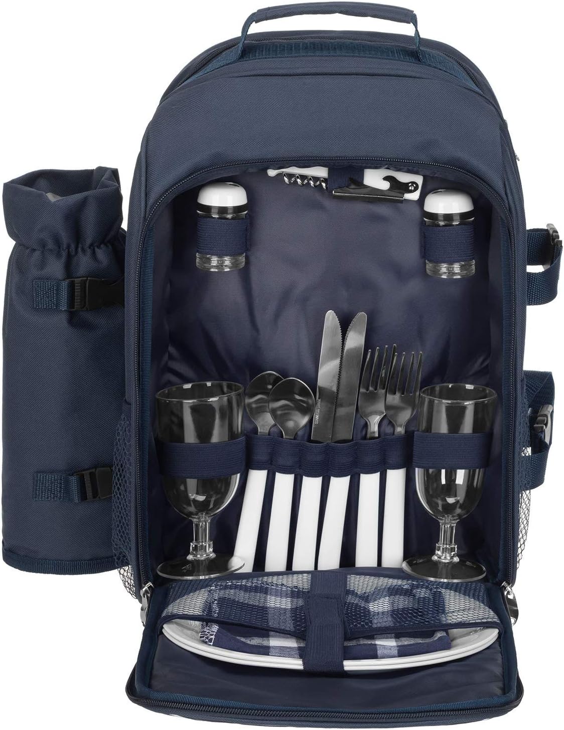 Picknickrucksack, Navy Blau Weiss