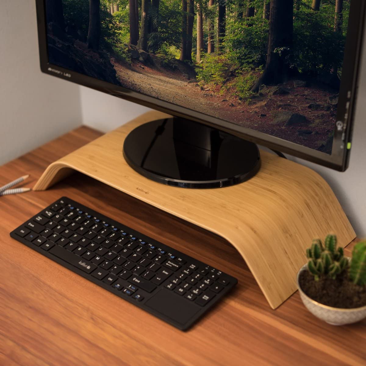Monitor Ständer, Bambusholz Hellbraun