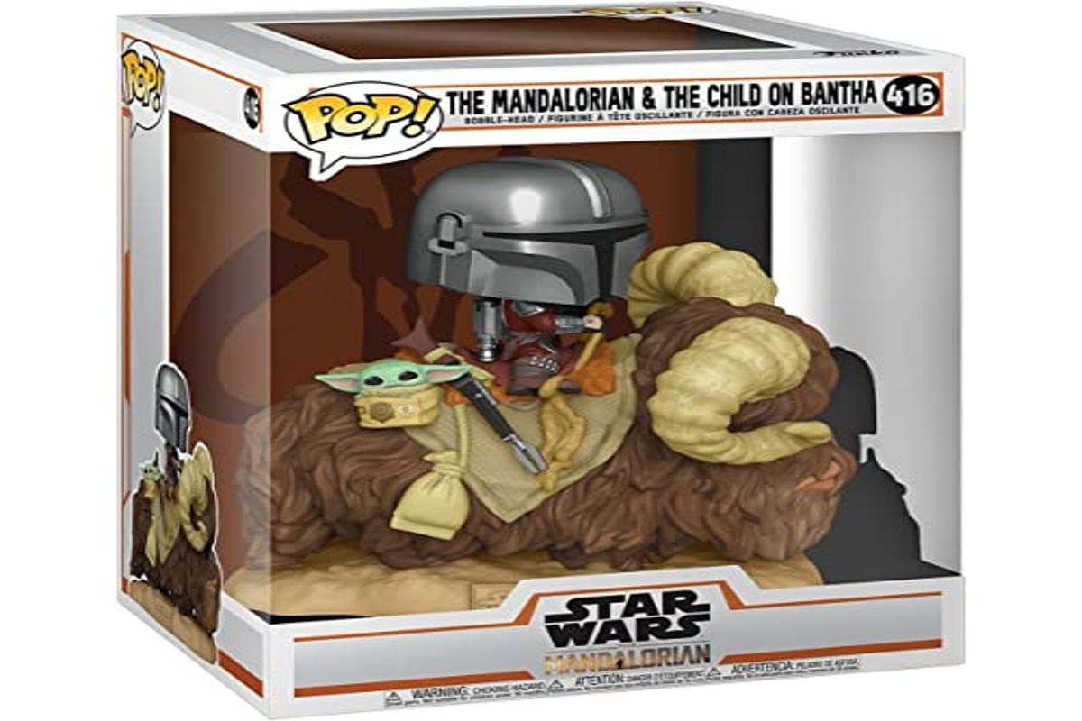 POP! Deluxe Star Wars - Mando on Bantha with Child in Bag, Spielfigur