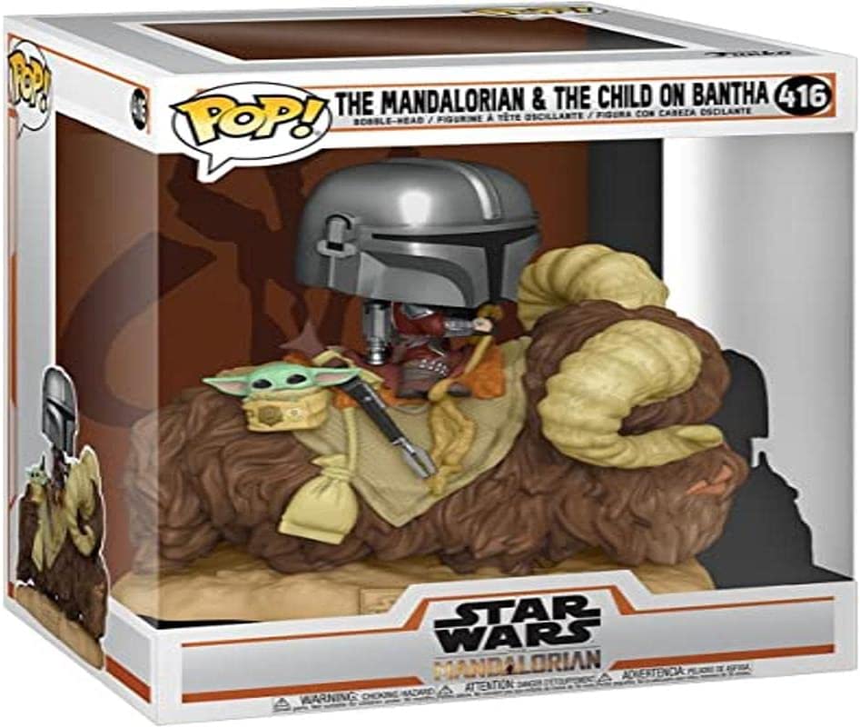 POP! Deluxe Star Wars - Mando on Bantha with Child in Bag, Spielfigur