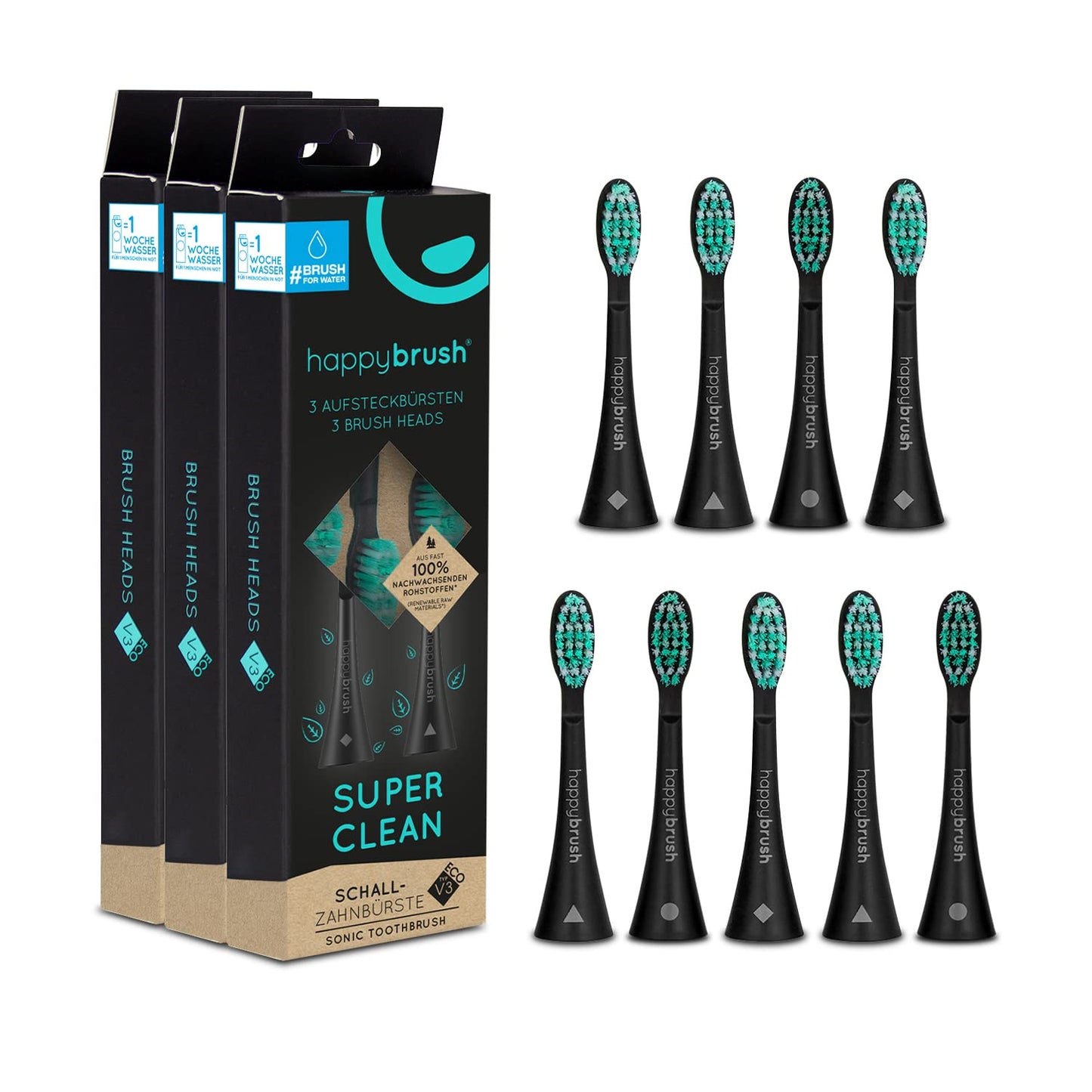 Aufsteckbürsten, Schwarz/Mint