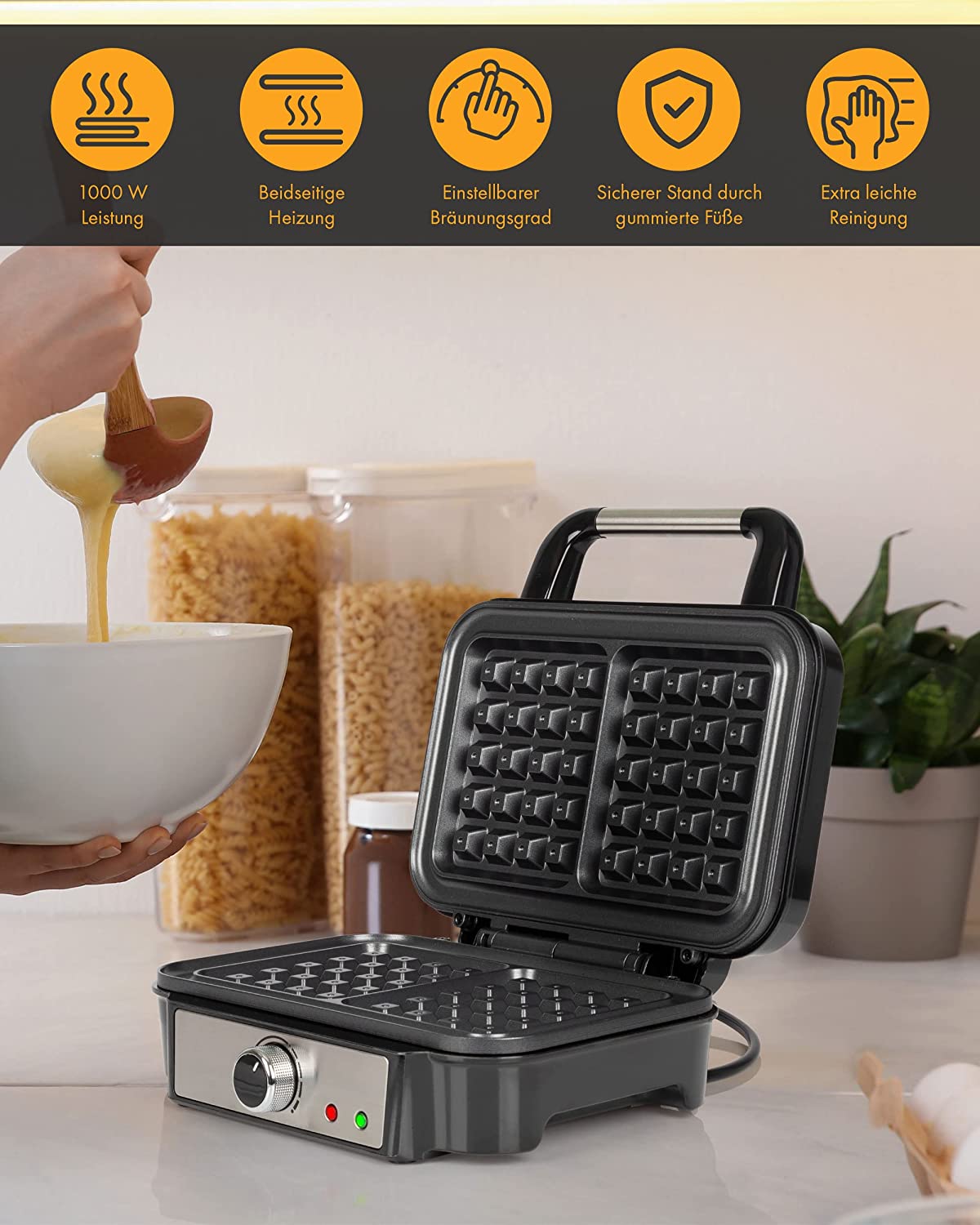 Waffelautomat PC-WA 1240, Waffeleisen, 2 Backflächen