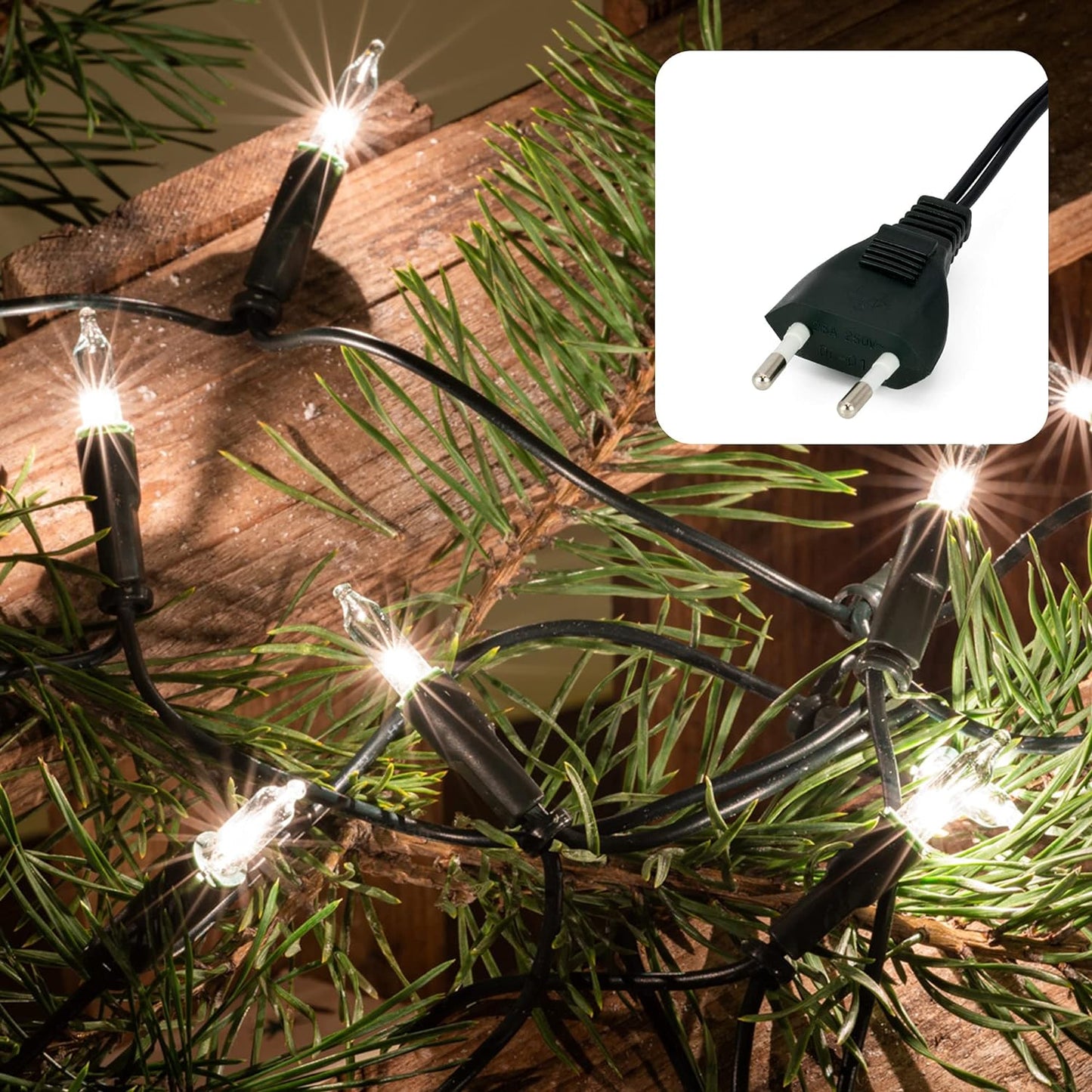 Pisello Mini 839012, Warmweiss / Schaft Grün / 100 Lichter / beleuchtet 1485 cm
