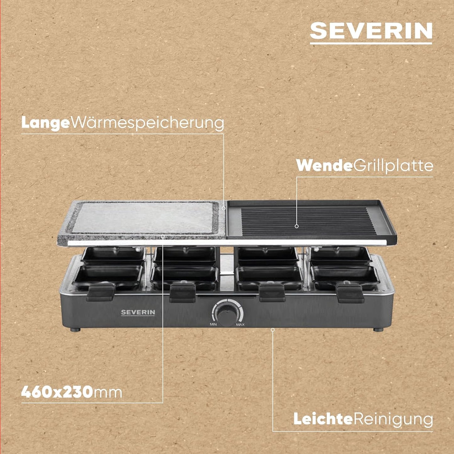 Raclette-Grill RG 2371, Drehregler mit Kontrollbeleuchtung