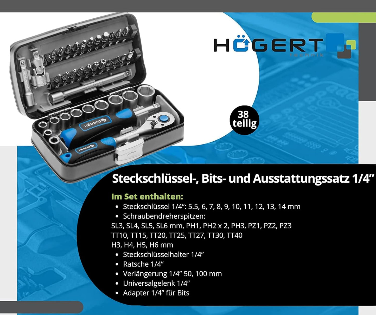 Werkzeugset HT1R462, 38 teilig
