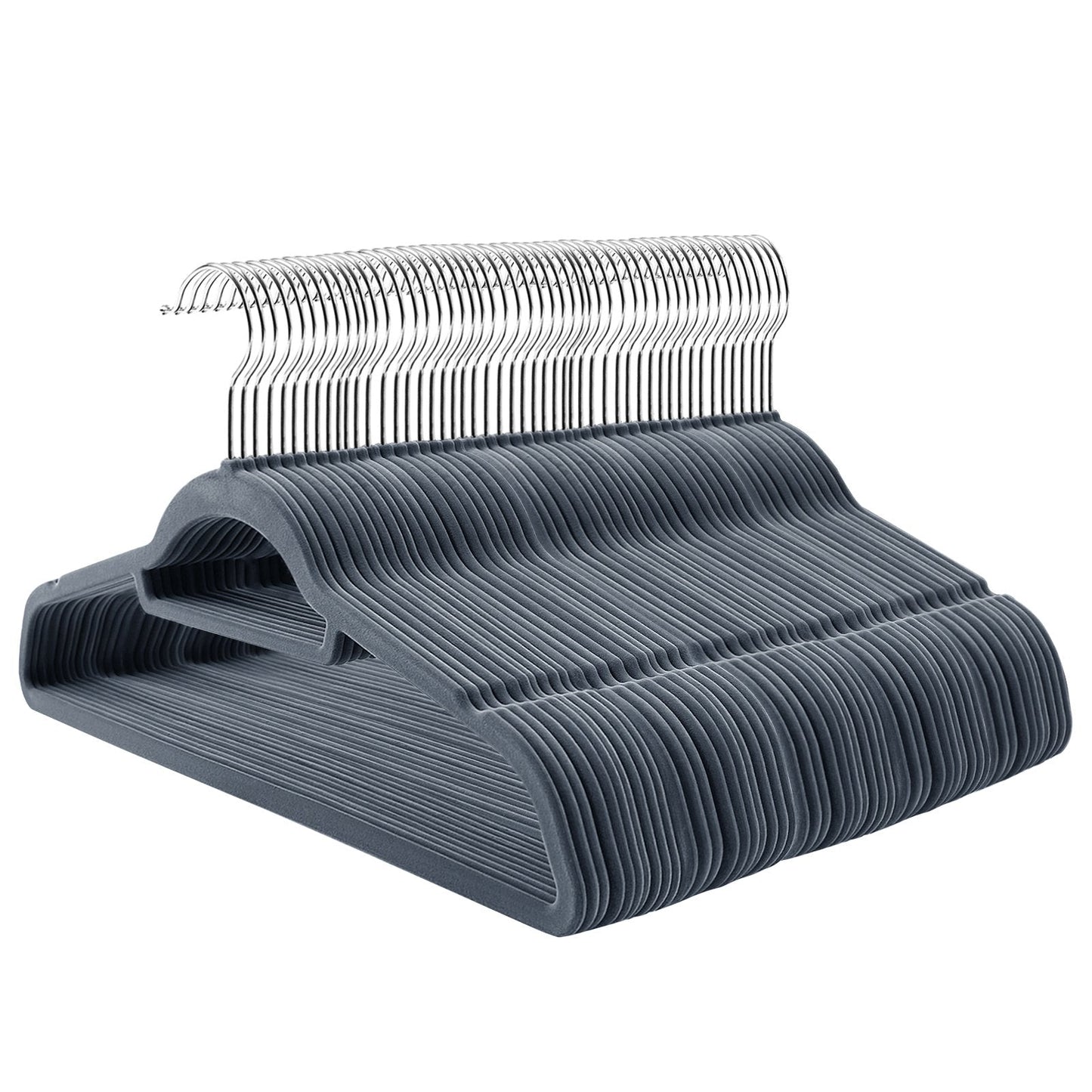 100-teiliges Set Kleiderbügel, hellgrau, 100 Stück Silber +Hellgrau