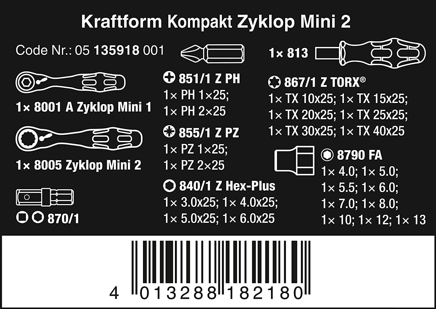 Kraftform Kompakt Zyklop Mini 2 Satz, Werkzeug-Set