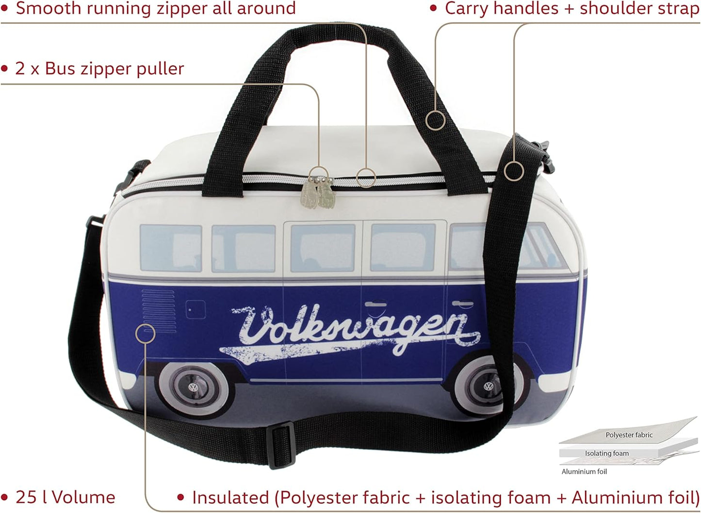 VW Bus Kühltasche Blau, Blau/Weiss