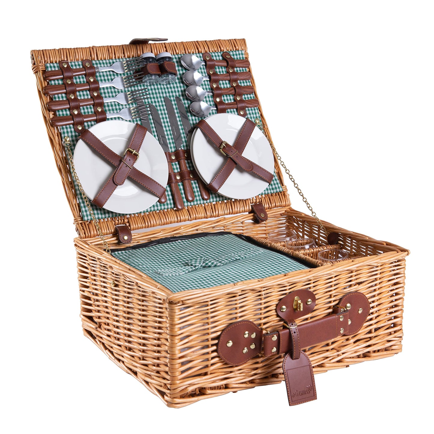 Picknickkorb-Set, Grün, für 4 Personen