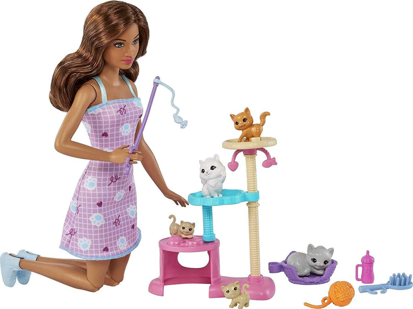 Barbie-Puppe und Kätzchen Kratzbaum Spielset