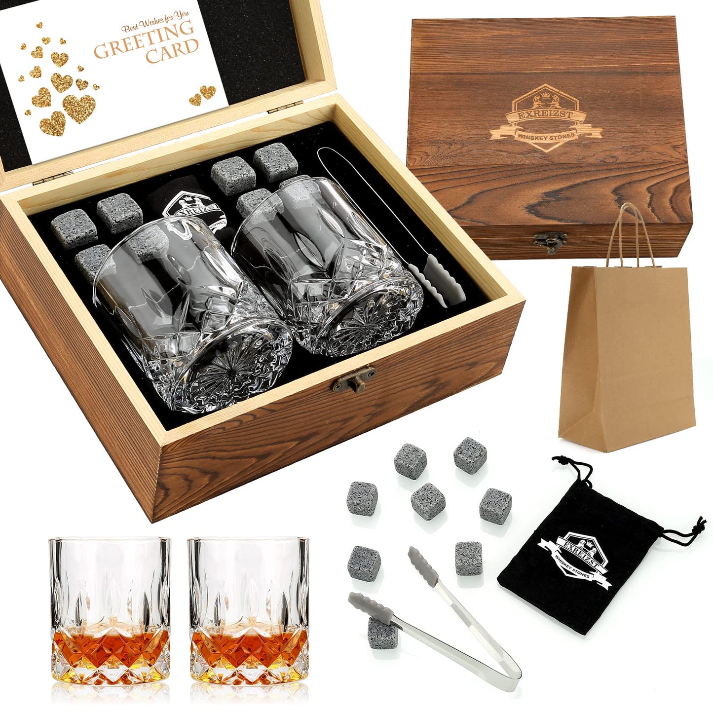 Whisky Stein Set, Embossed glasses