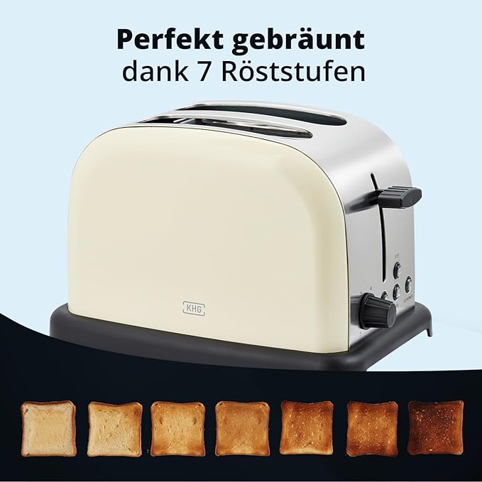 2-Scheiben-Toaster TO-1005, Farbe: Creme / Edelstahlfarben / Schwarz