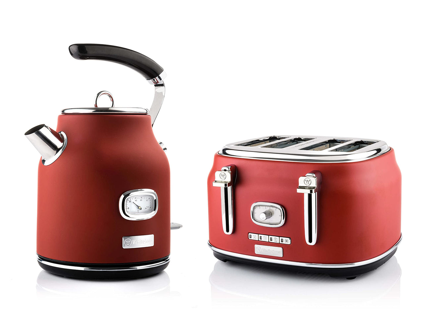 Frühstück-Set, Bundle mit 4-Scheiben Toaster rot