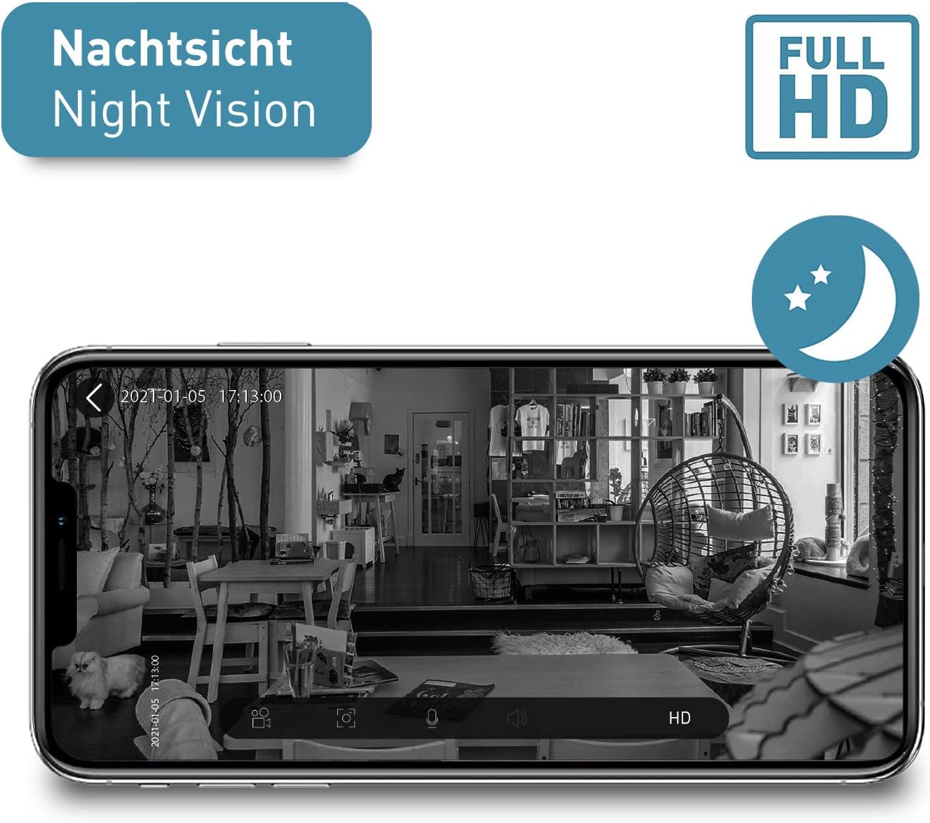 Haustierkamera, Pet Cam 360° (für Mittlere/Grössere Räume)