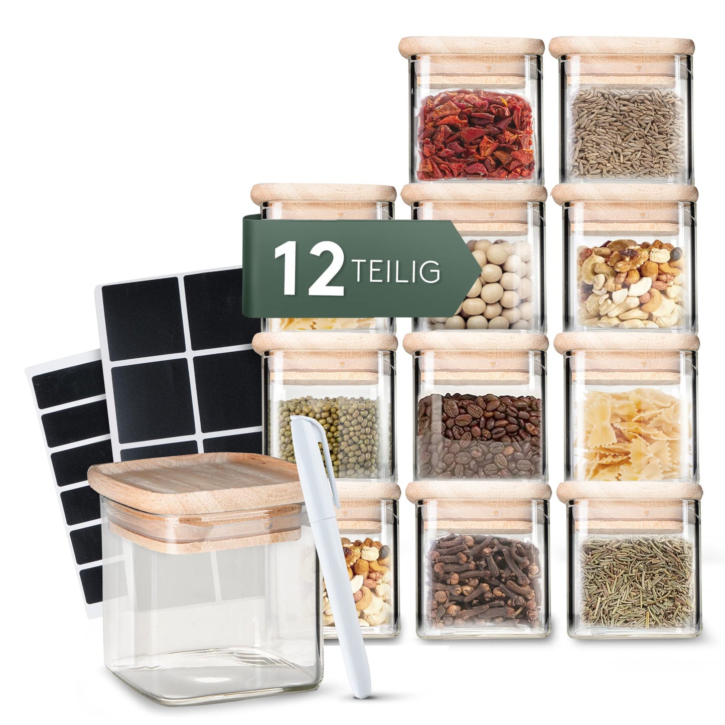 Gewürzgläser Set, 12 x 150 ml
