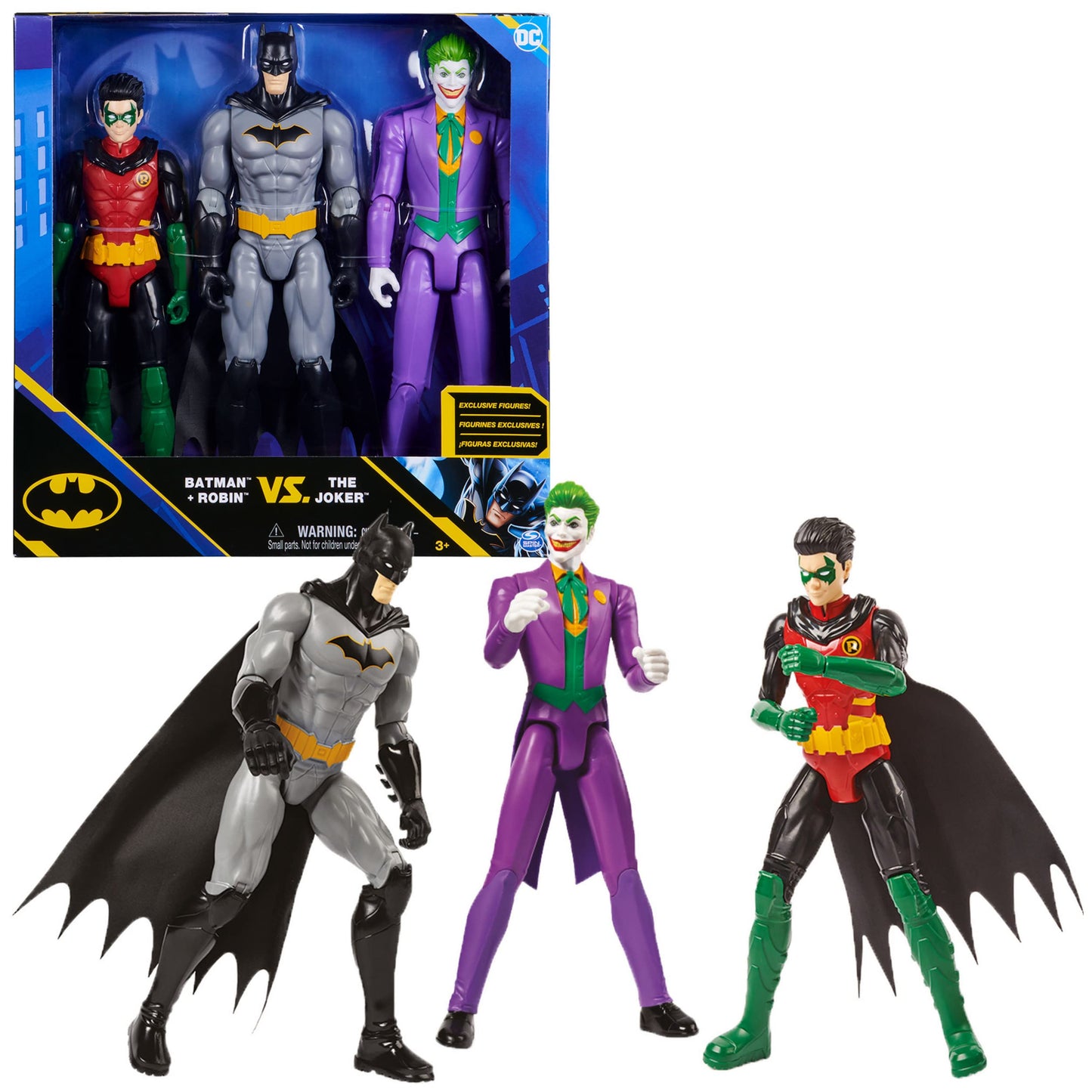 Batman 30 cm Figuren-Set aus Batman (Rebirth), Robin und Joker, Spielfigur