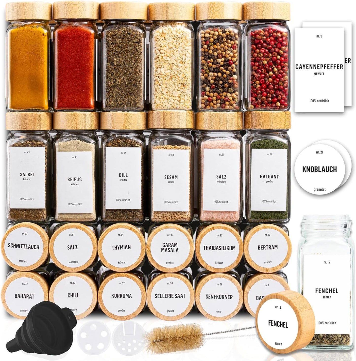 Gewürzgläser-Set mit Schraubkappe, 24er Set - Weiss
