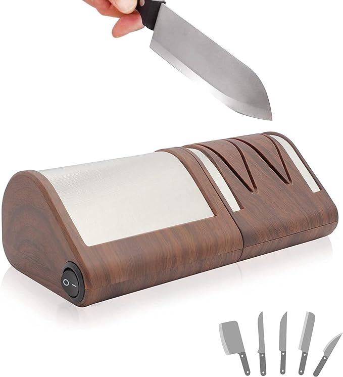 Messerschleifmaschine, Beige / Holzfarbe
