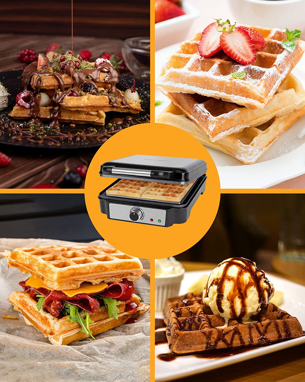 Waffelautomat PC-WA 1241, Waffeleisen, 4 Backflächen