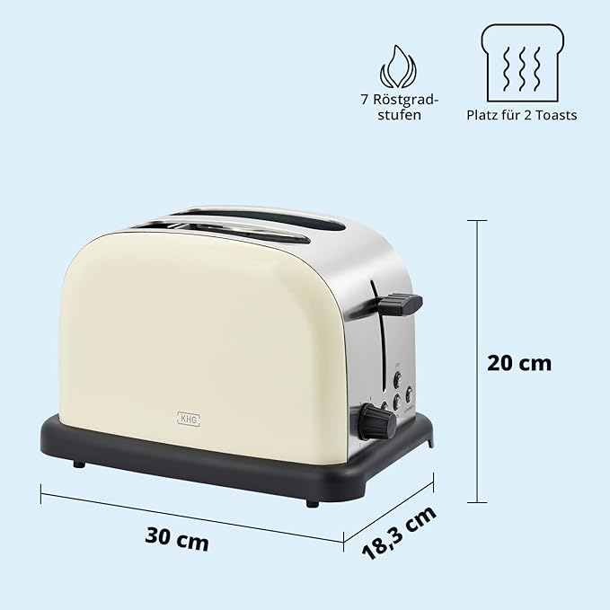 2-Scheiben-Toaster TO-1005, Farbe: Creme / Edelstahlfarben / Schwarz