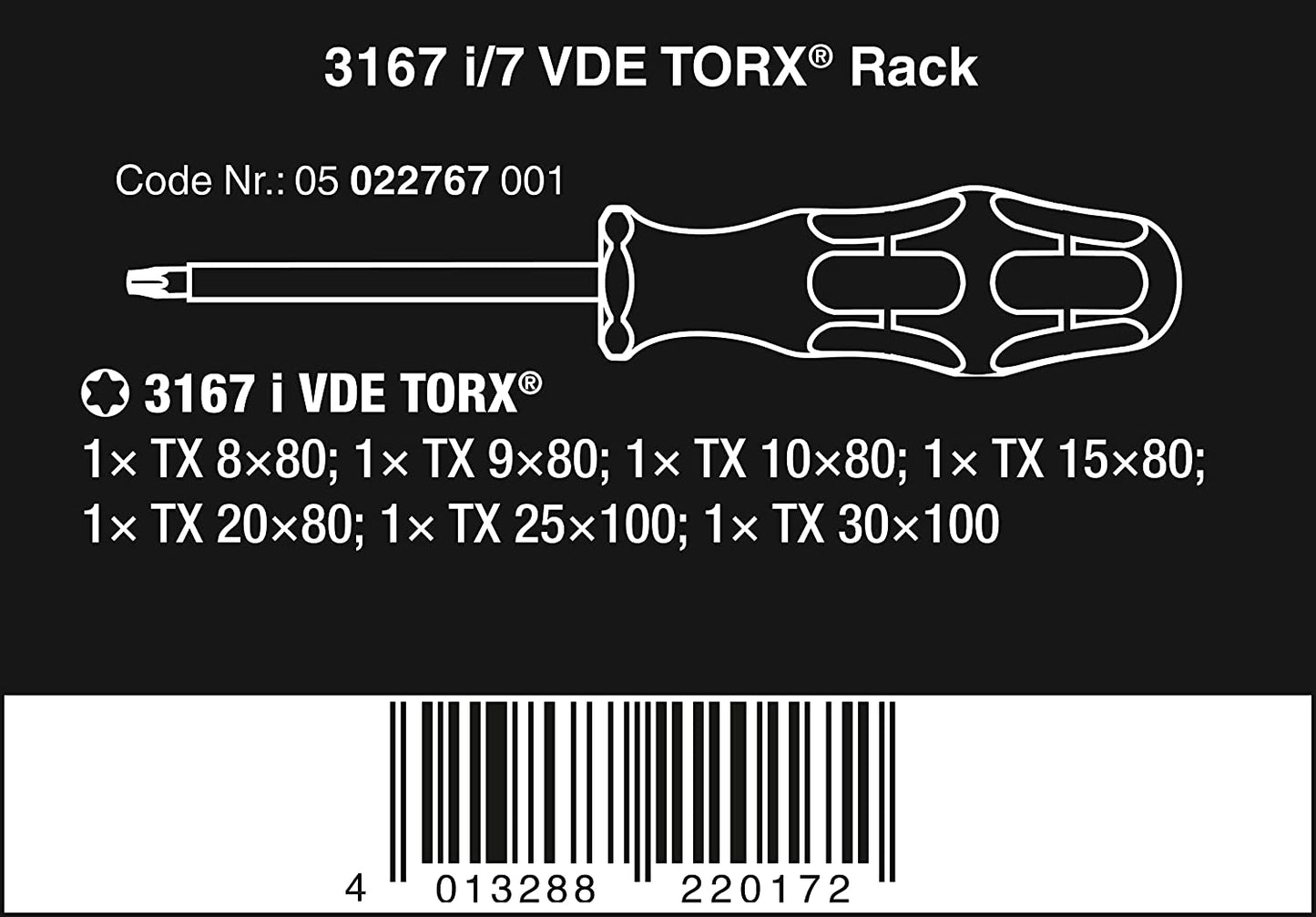 3167 i/7 TORX Schraubendrehersatz, Edelstahl + Rack