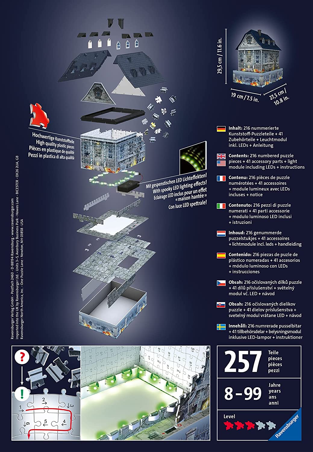 3D Puzzle Gruselhaus bei Nacht