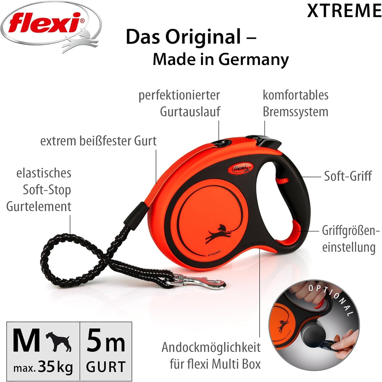 Xtreme Cinta Hundelleine, Rot; M - 5 m