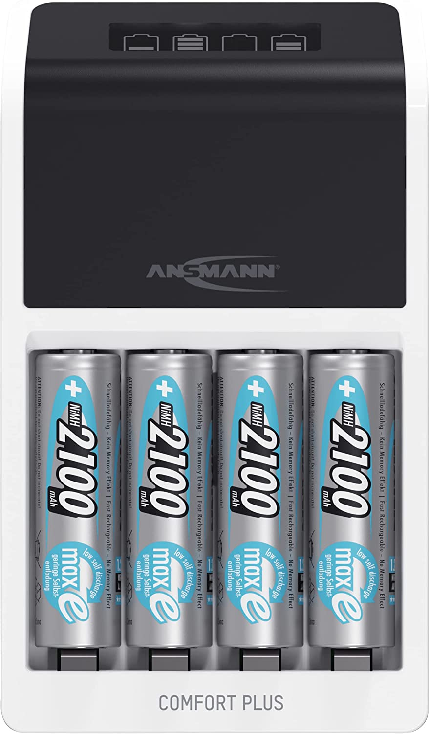 Comfort Plus + 4x AA 2100mAh, Ladegerät, Comfort Plus Ladegerät + 4x AA Akkus