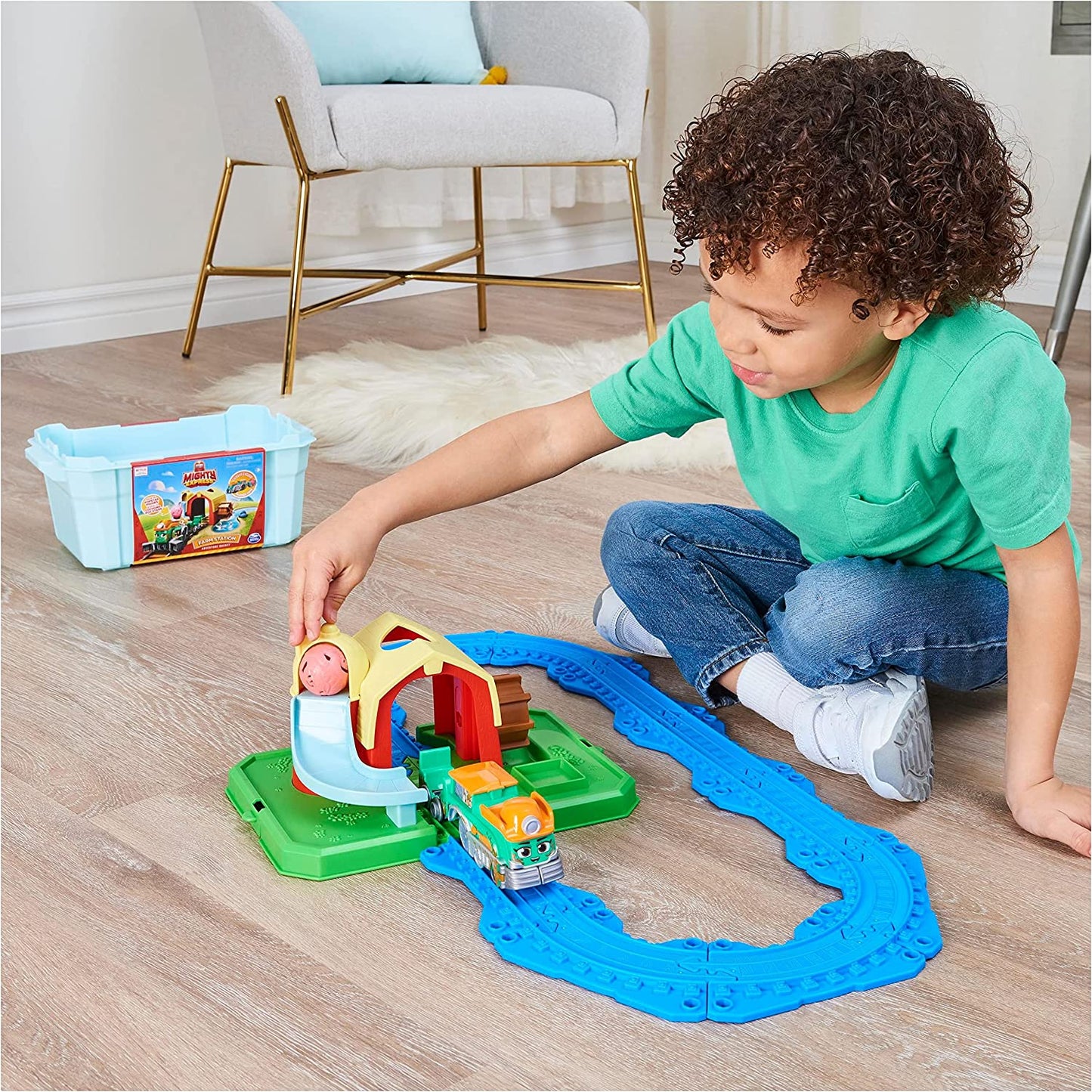 Mighty Express Farmbahnhof Spielset mit Farm-Frieda, Spielfahrzeug