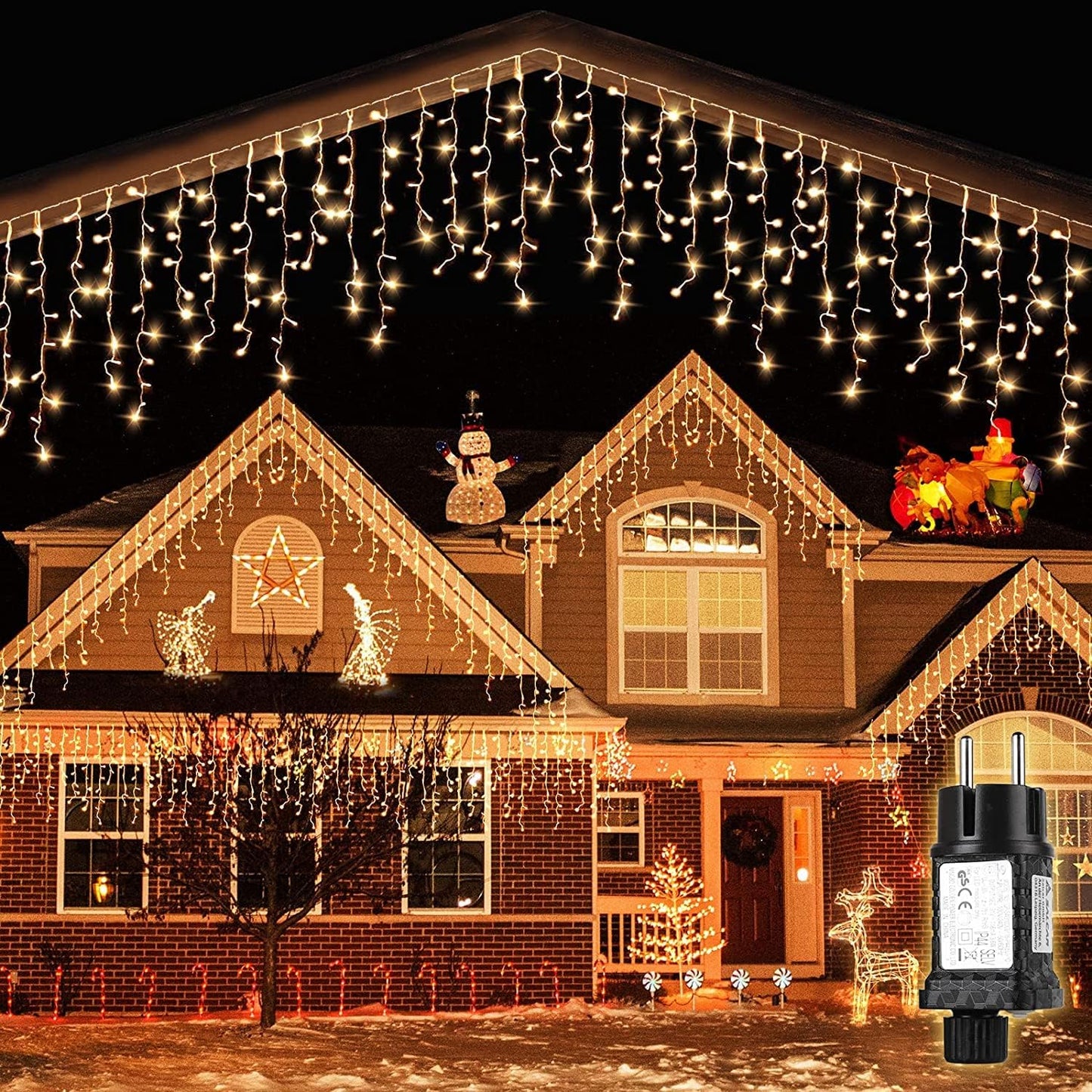 Eisregen Lichterkette, Warmweiss, 5m